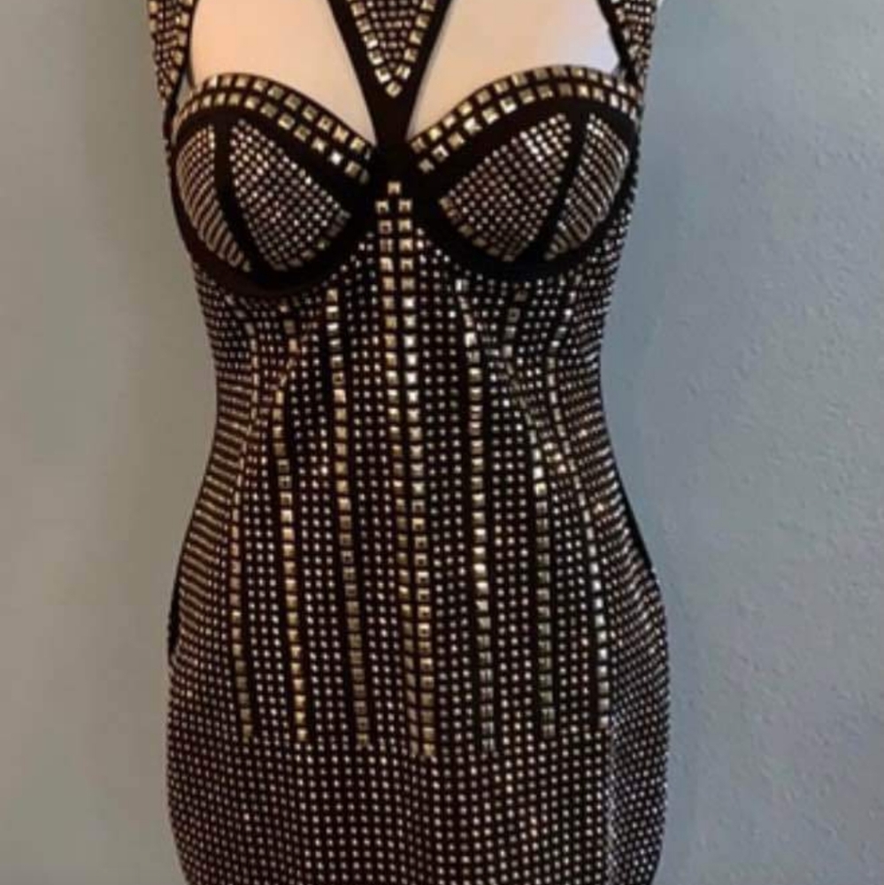 Black stud embellishment body-con dress.Size small